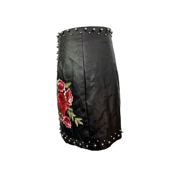 Promesa Studded Embroidered Faux Leather Skirt - Picture 3 of 10